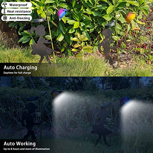 John's Studio Garden Stake Solar Light - Outdoor Landscape Pathlight Decoration Metal Silhouettes Ornaments Light With Boy Girl For Garden Patio And Yard - 2 Pcs #TOP3