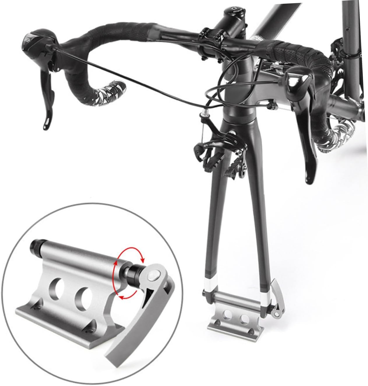 2PCS Quick Release Bicycle Fork Mount Rack Adjustable Bike Car Rack Holder for Mountain and Road Bikes Sturdy Metal Construction Easy Installation for Outdoor Cycling