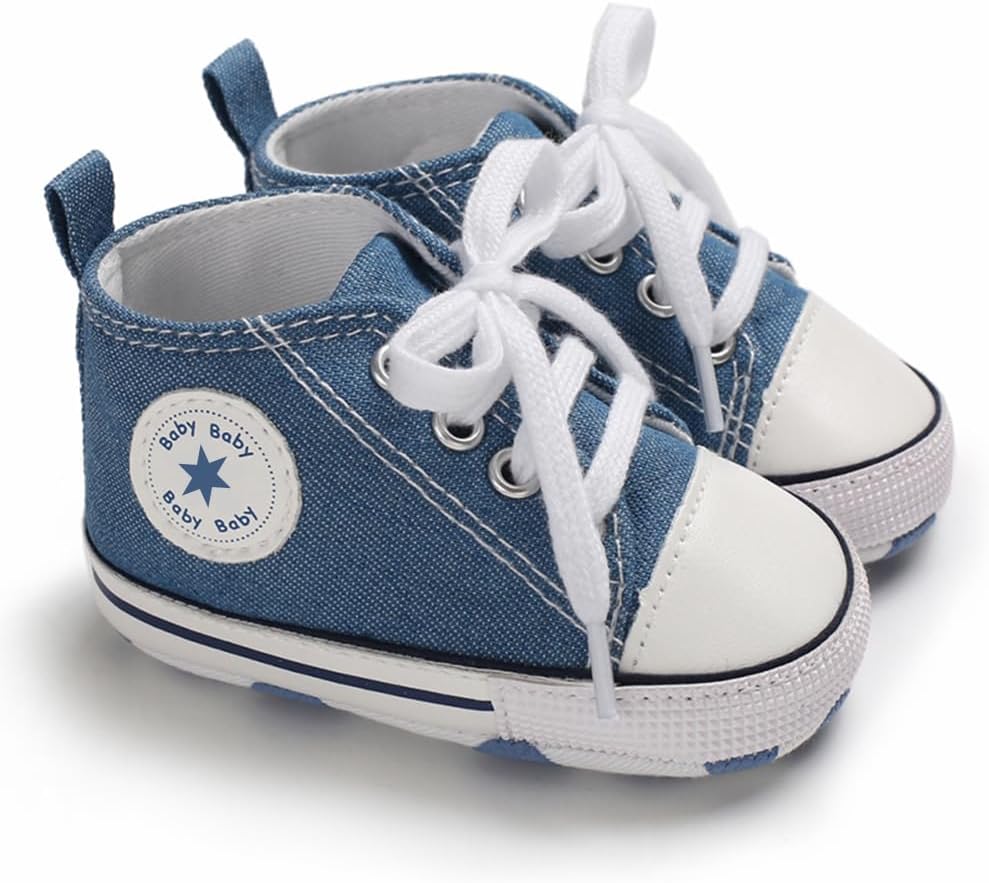 Unisex Baby Girls Boys Canvas High-top Shoes, Newborn Infant Anti-Slip Soft Sole Frist Walking Breathable Sneakers - Image 6