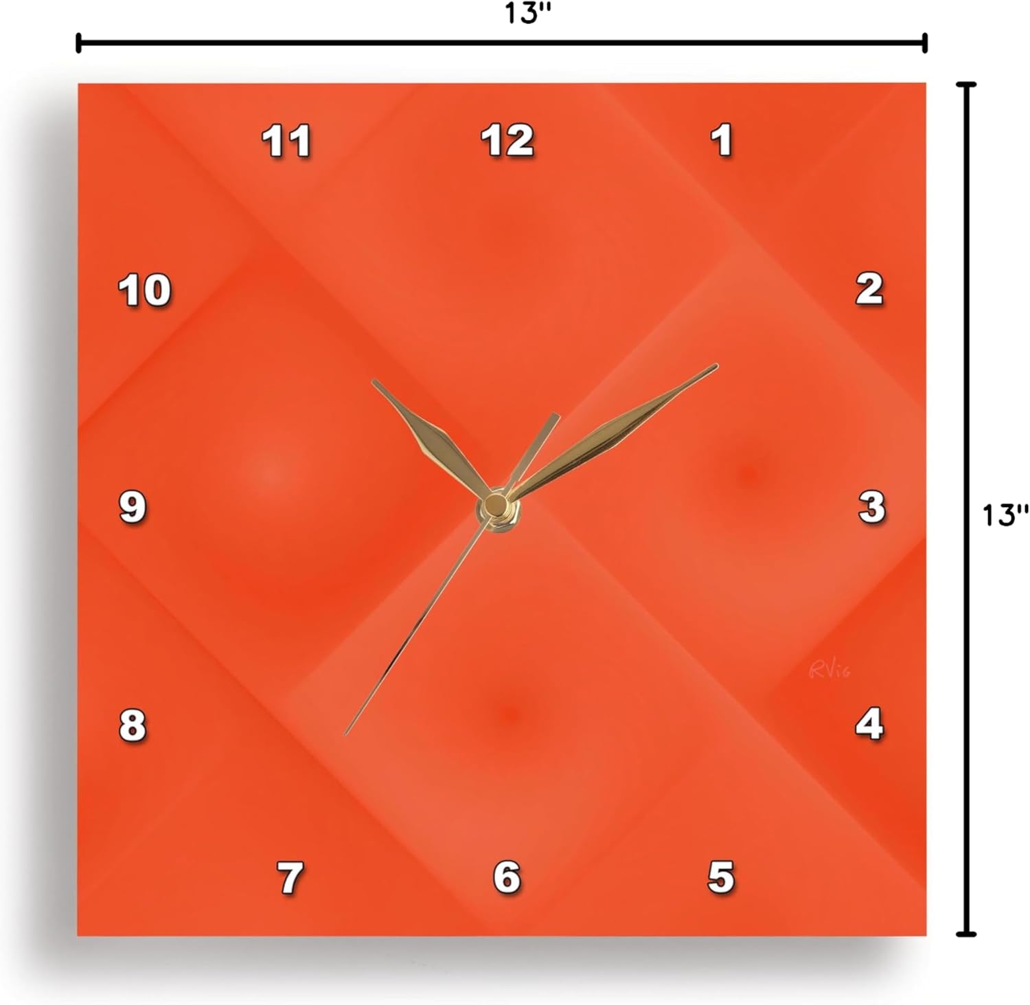 3dRose Wall Clock Silent - 13 inch - Red Flame Pattern with Soft Medium Squares and Spirals - RVig - Generative Artworks