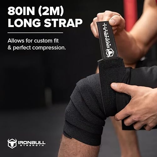 Vista 5 de Knee Wraps for Weightlifting - 80" Elastic Knee Straps for Squats and Weight Lifting - Lifting Knee Wraps for Strength & Compression Wrap - Knee