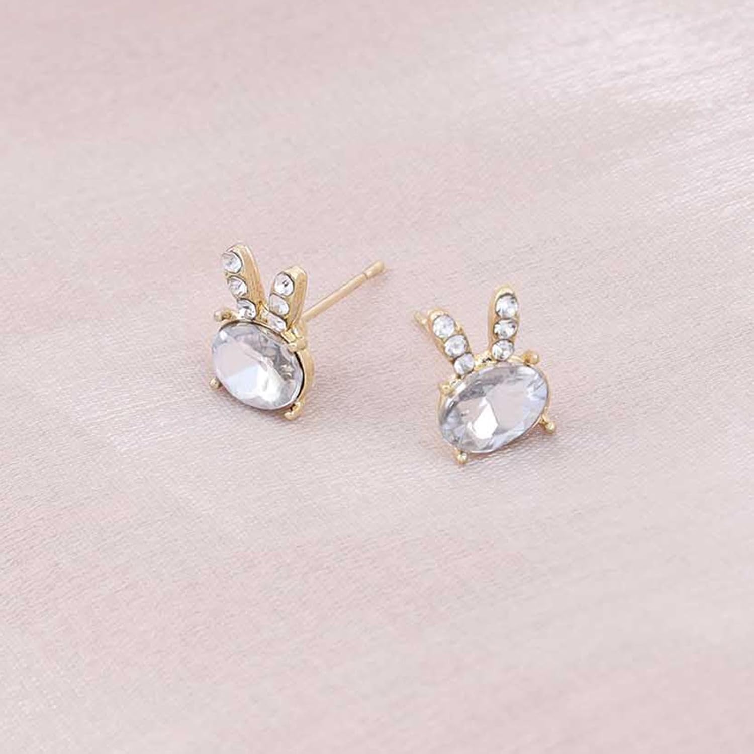 Cute Cz Bunny Stud Earrings Clear Crystal Rabbit Earrings Tiny Gold Rhinestone Earrings Mini Rabbit Stud Earrings Jewelry for Women - Image 6