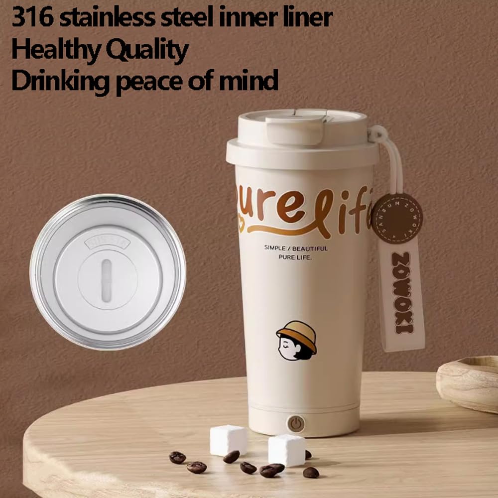 Kubki elektryczne kubki do mieszania dla dziewcząt najnowszy model w pełni automatyczny termos do kawy 400 ml podwójny napój design kubek ze stali nierdzewnej One Touch mieszanie designerski