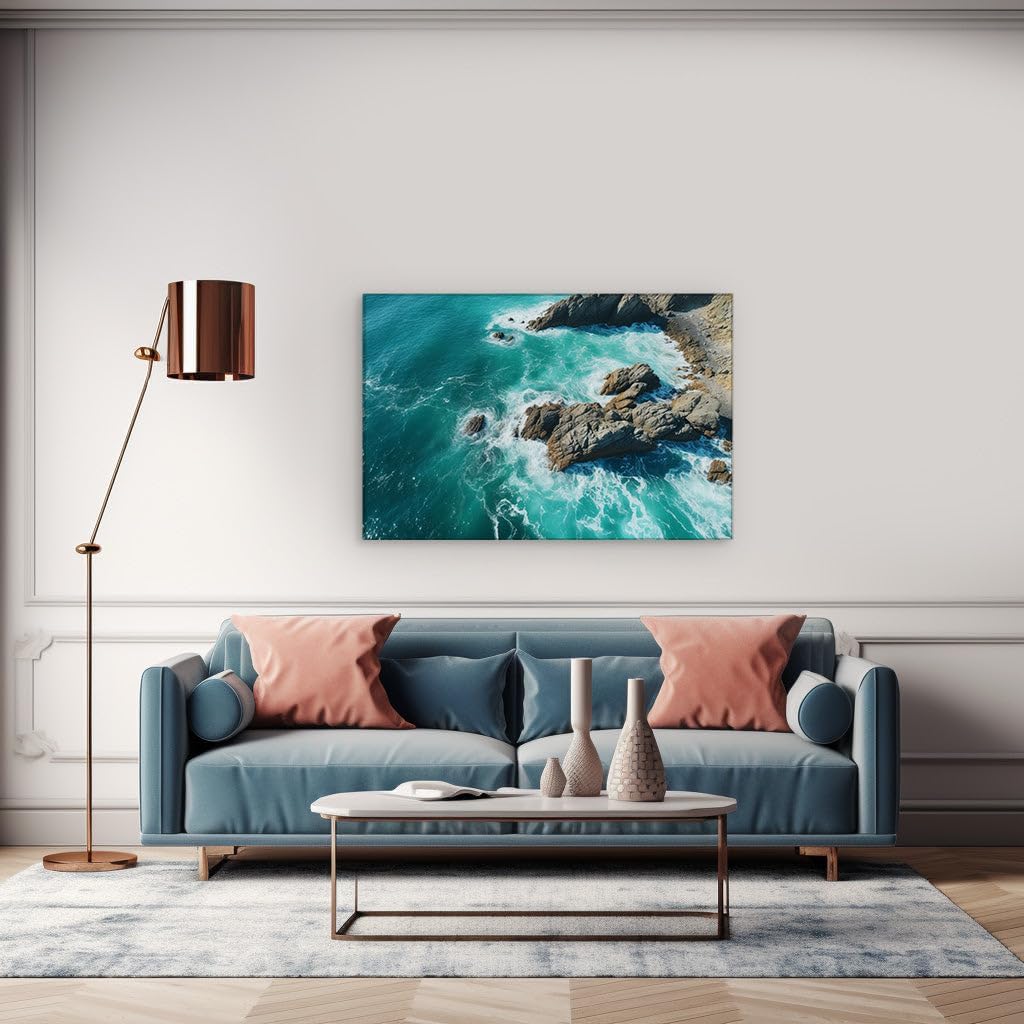Canvas for Living room. Cliffs and Rhythms of the Ocean Uniting in Nature's Spectacular Dance, 27 x 18 inch Canvas Wall Art - Contemporary Masterpieces - Modern Home Decor - 69x46 cm (27x18 inch)