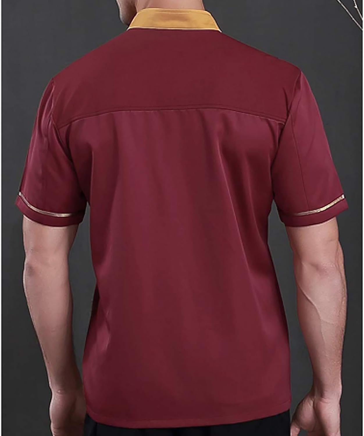 Chef Coat Men Unisex Short Sleeve Chef Jacket Double Breasted Cook Shirt Contrast Collar Breathable Cotton Kitchen Uniform