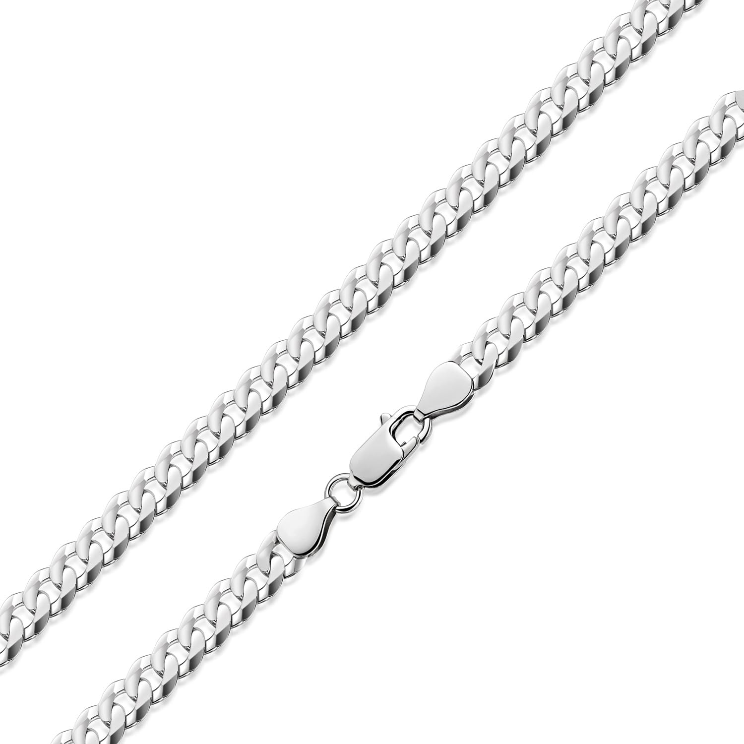 Massive Herren Panzerkette Silber 925 flach 6mm rhodiniert K79