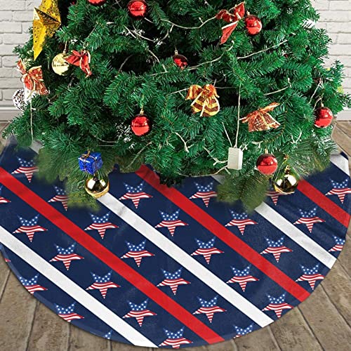 American Flag Star Tree Skirt Christmas Tree Ornaments Tree Skirt For Christmas Decoration 48" #TOP2