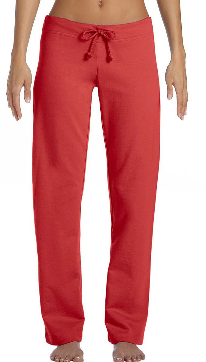 Bella Ladies Ringspun Cotton Straight Leg Fleece Pants - Red - XX - Large
