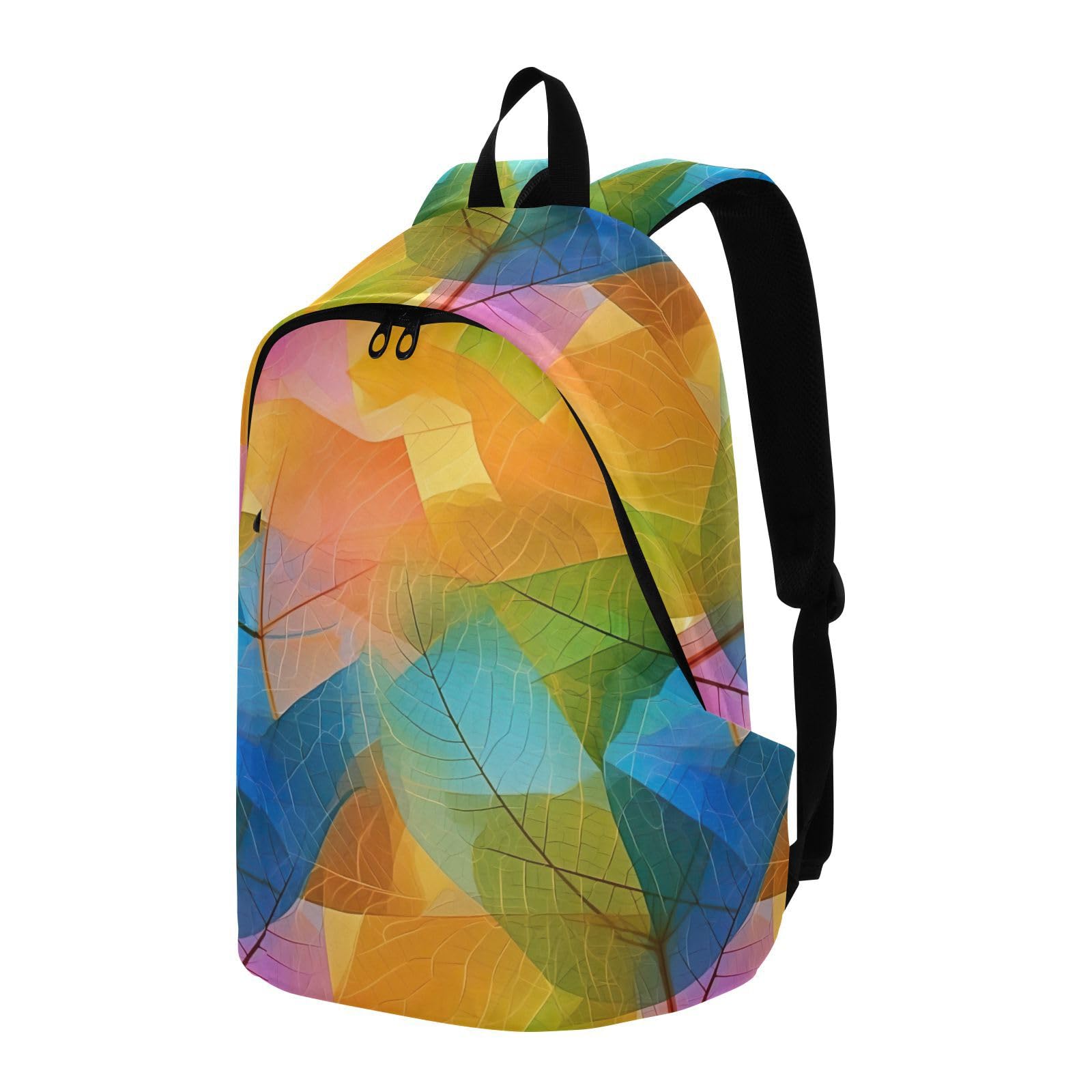 MCHIVER Travel Backpack Fall Colorful Leaf Casual Daypack Backpacks Lightweight Carry on Bag Water Resistant Hiking Backpack for Men and Women