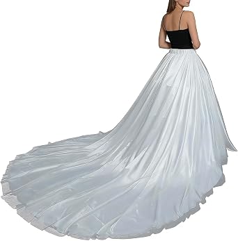 Bridal Satin Skirt with Full Long Train and Petticoat Tulle Skirt for Wedding Length 85" Waist 27.55"-47.24"