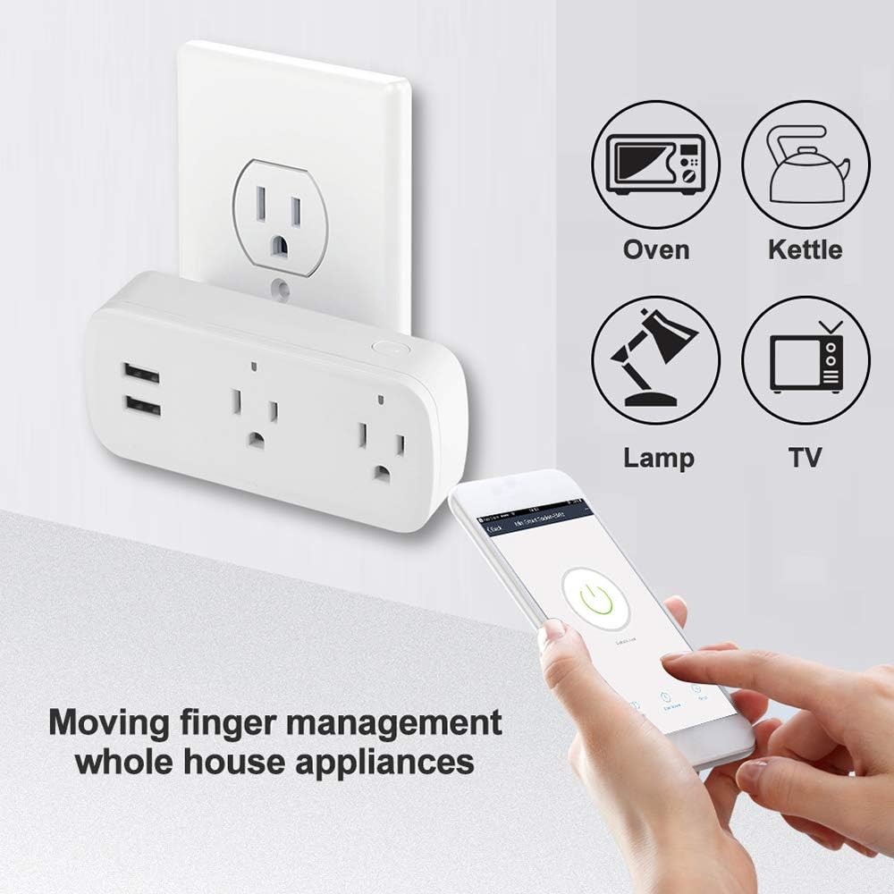 Best Deal Cheap 🛒 WiFi Smart Plug,Smart Outlet ,With 2 USB Plug Compatible with Alexa, Google, Voice Control, Remote Control,No Hub Required,Schedule and Timer, Control Independently or Together,Overload Protection Greatest Product WiFi Smart Plug,Smart Outlet ,With 2 USB Plug Compatible with Alexa, Google, Voice Control, Remote Control,No Hub Required,Schedule and Timer, Control Independently or Together,Overload Protection