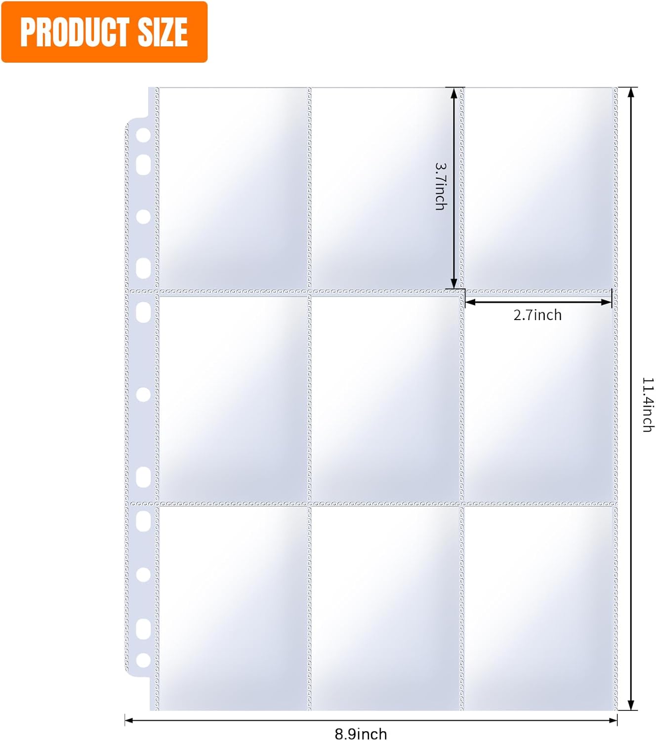 9 Pocket Card Sleeves Binder Sheets for 3 Ring Binder, 1224 Pockets Double-Sided Transparent Trading Card Pages Sleeves for Sports, MTG, Baseball, Game, Business (68 Pages)