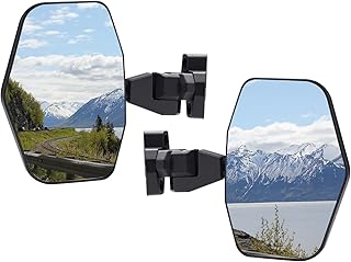 A & UTV PRO Defender Side Mirrors Compatible with Can-Am Defender Defender MAX 2016-2021, Adjustable Break Away Rear View Mirrors, Black Convex RearView Mirrors Replace OEM #715002459