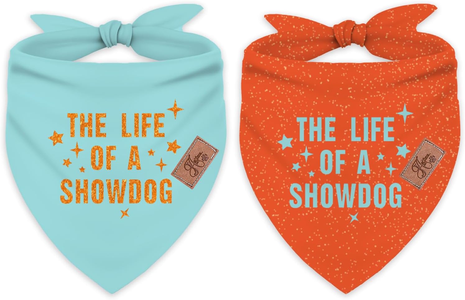 JarThenaAMCS 2Pcs The Life of A Show Dog Bandana Triangle Pet Scarf Blue-Orange Sparkle Birthday Themed Adjustable Pet Neckerchief for Medium Large Dog Cat Costume Accessories