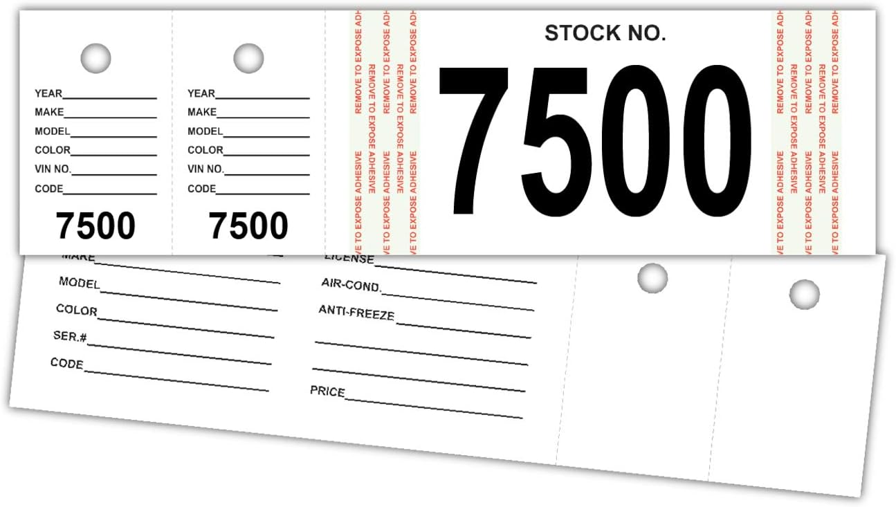 Versa-Tags Genuine Vehicle Stock Number Tags (7500-7999)