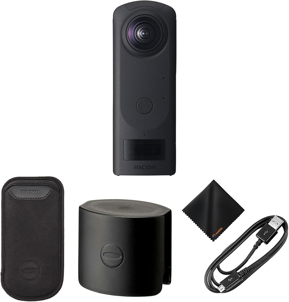 RICOH THETA Z1 360° Camera with 51GB Internal Storage | 0.93" OLED Display (Black) with RICOH Lens Cap TL-2 for THETA Z1 360° Camera and Waith Microfiber Cleaning Cloth (Essential Bundle)