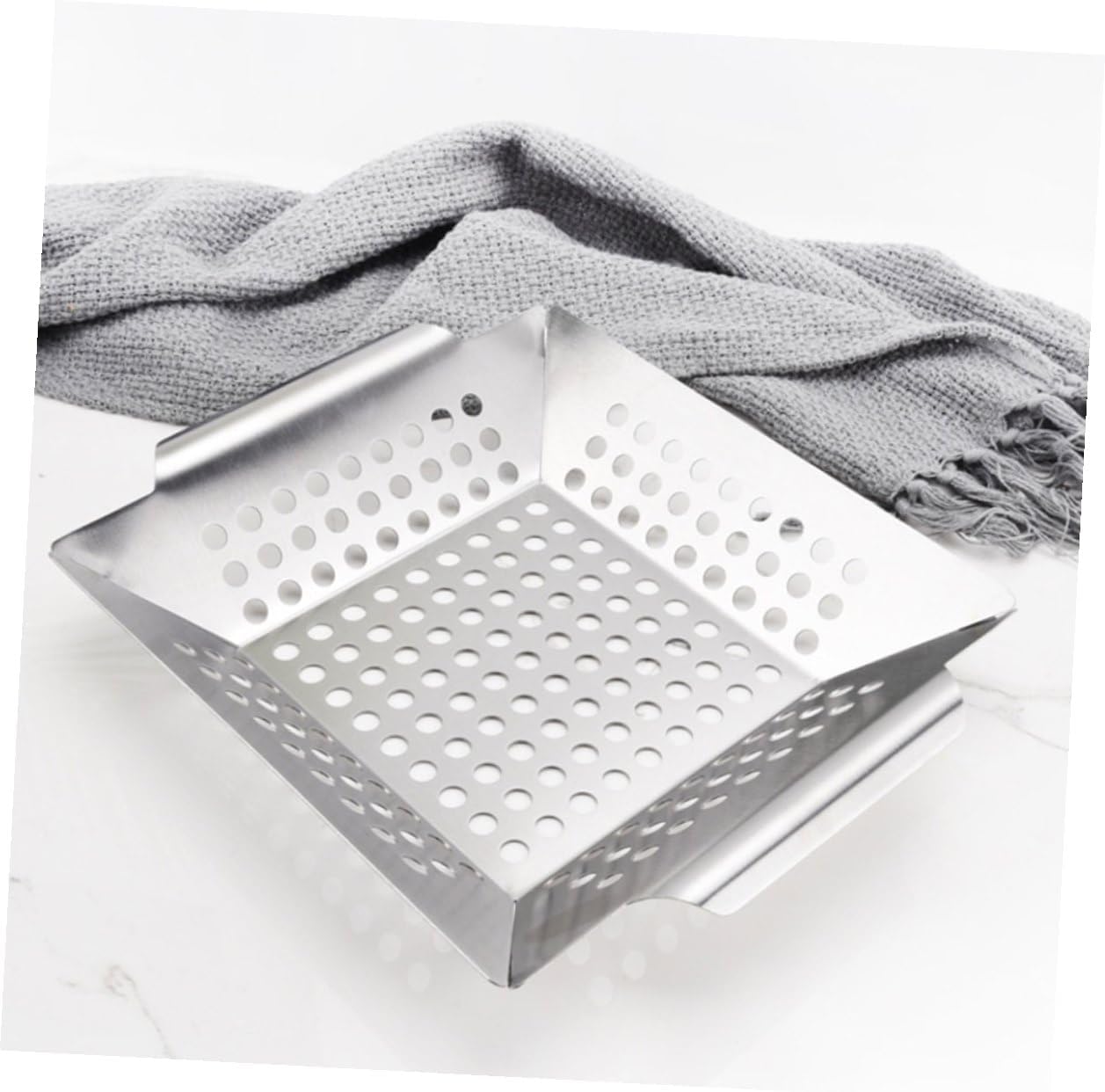 Stainless Steel Bbq Grill Baskets Set, 8" and 12" Vegetable Grilling Baskets for Outdoor Barbecue, Multipurpose Portable Bbq Storage Accessories for Grilling Vegetables and Meat