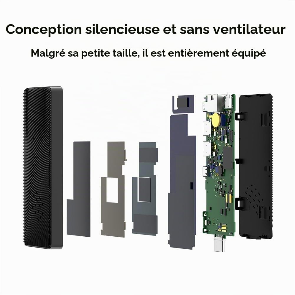 Mini PC Stick J4125 Win 11 Pro Fanless 8 Go 128 Go WiFi5 2.0 Computer Ordinateur Ordinateur D'Ordinateur Portable Compatible 4K