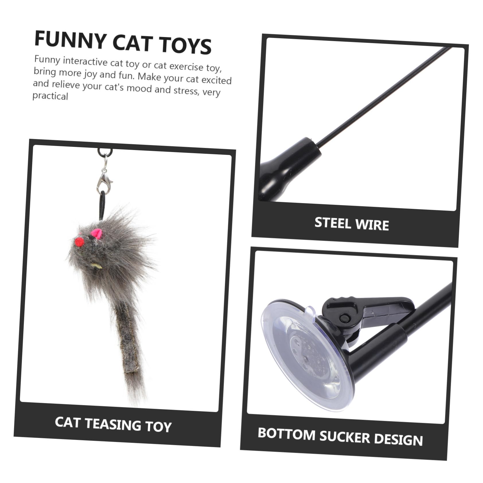 Teaser Stick per gatti - Divertente giocattolo adesivo per finestra per gattini - Gioco interattivo per gatti