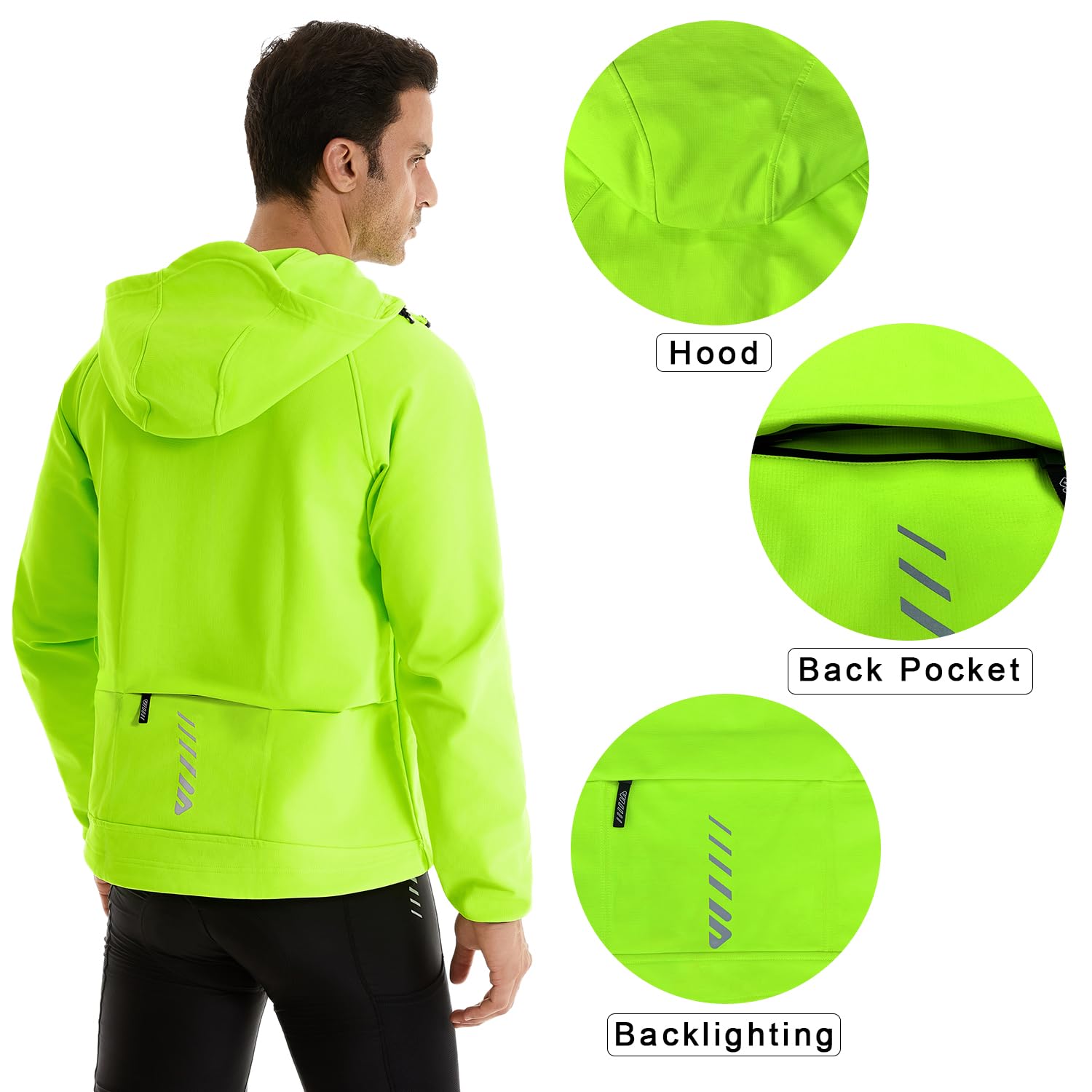 Wulibike Veste Vélo Homme, Légère Veste Imperméable Running Homme,Réfléchissante Coupe-Vent pour Cyclisme et Activités de Plein Air