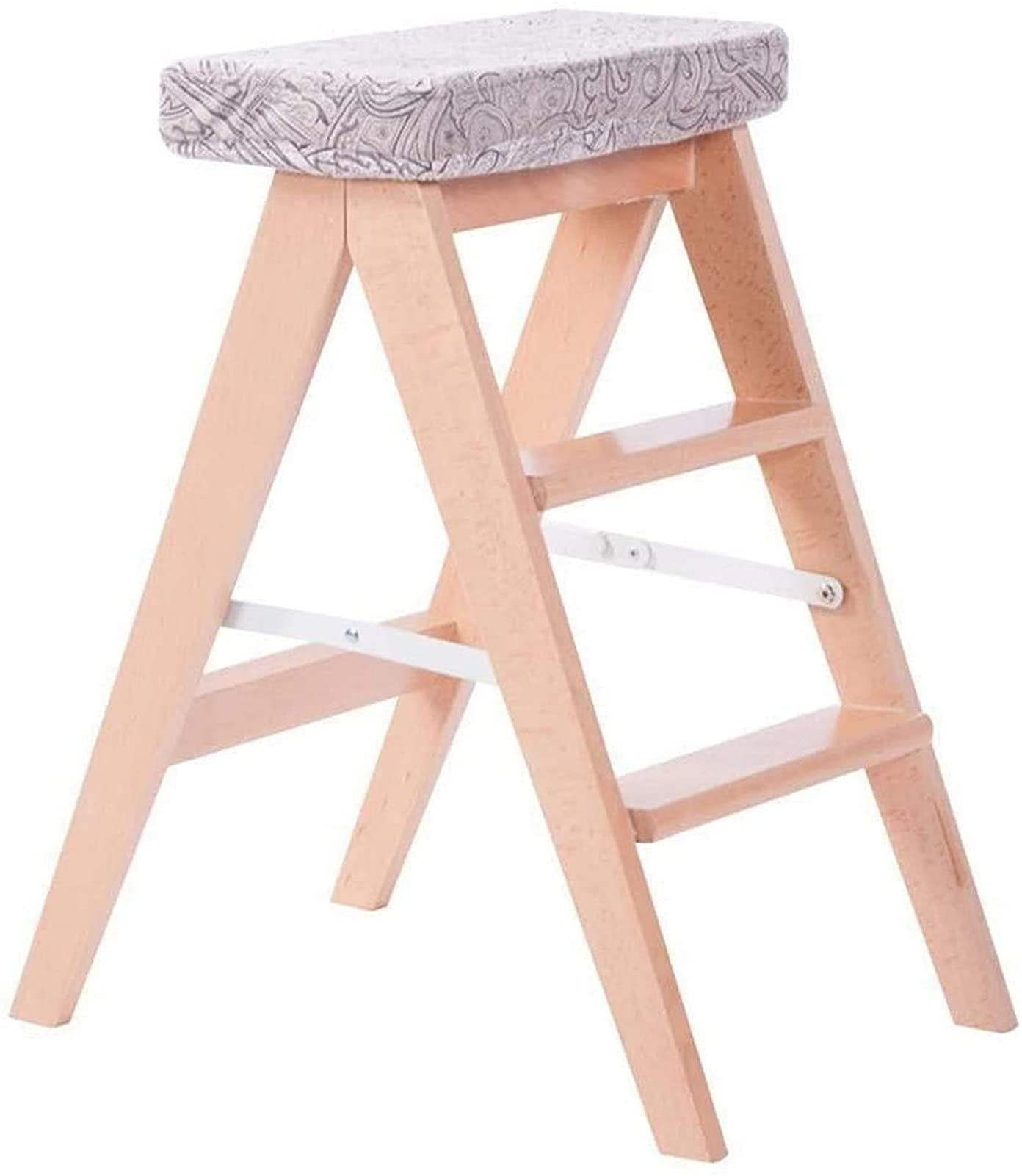 Tabouret de marche pliant haut de gamme en bois gris étendu et éponge confortable