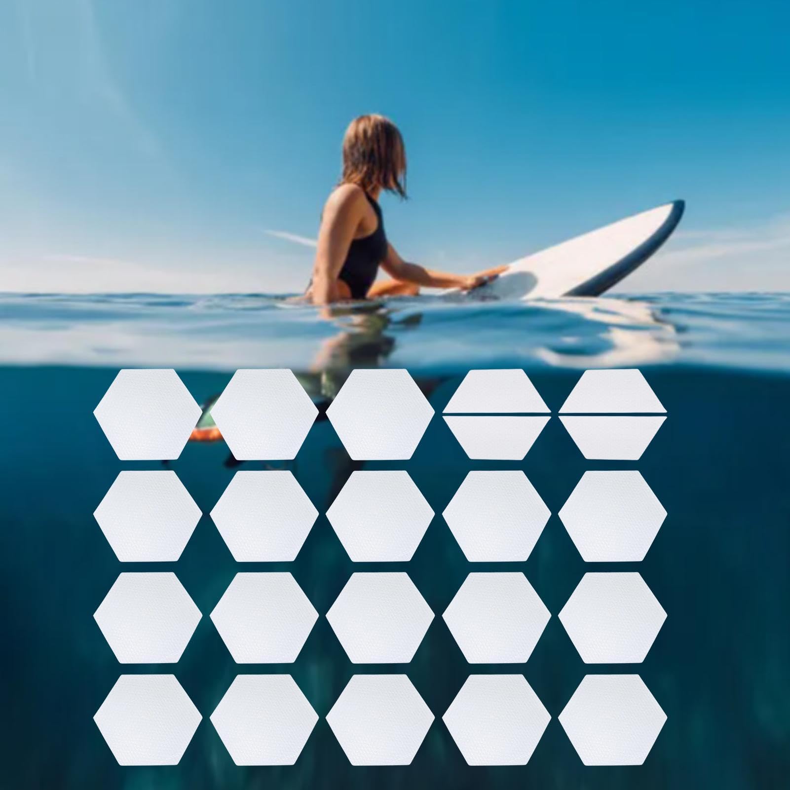 Tappeto Antiscivolo per Tavola da Surfing Adesivi Esagonali Grip del Deck | Tappetini per Deck da Surfboard per Sport Estivi all'aria aperta Snowboard, Skateboard, Paddleboard, Pontoon Kayak