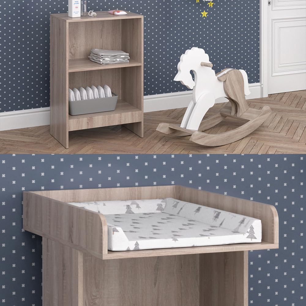 Vicco Wickelkommode Leo Sonoma 60 x 103 cm offenes Regal abnehmbarer Wickelaufsatz