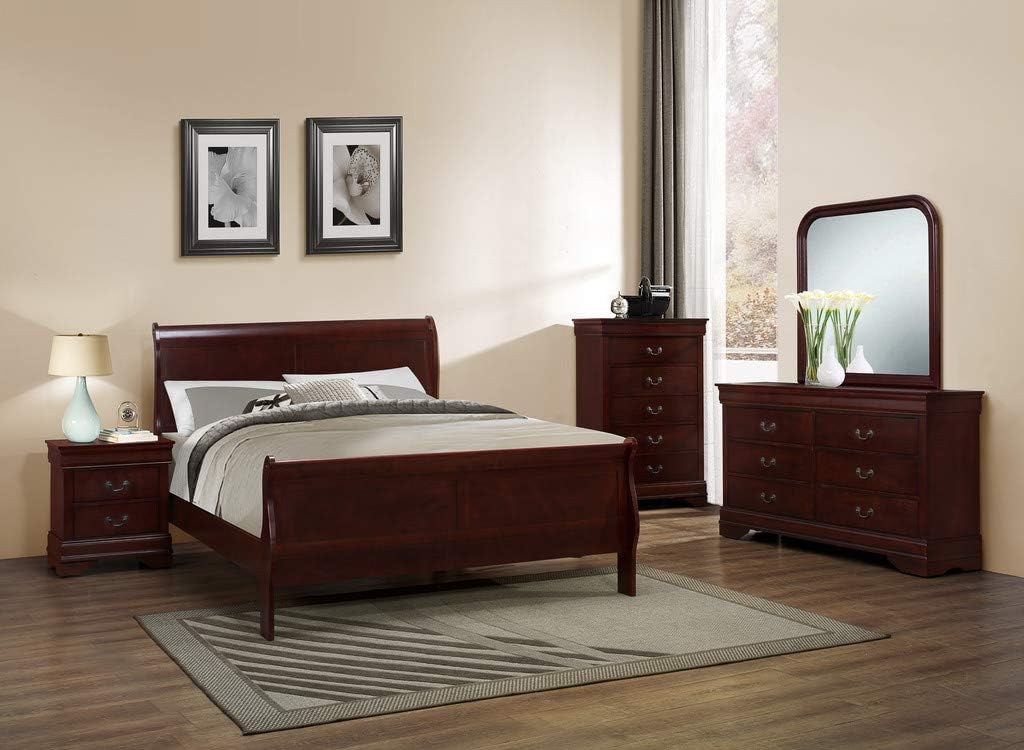 GTU Furniture Classic Louis Philippe Styling Deep Cherry