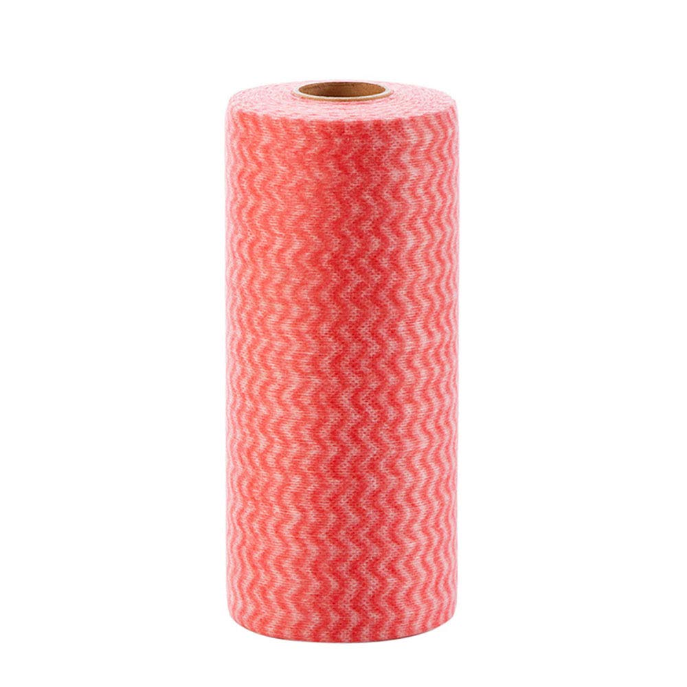 YMZ Disposable Paper Towel Kitchen Non-Stick Oil-Absorbent Cleaning Towel Paper Towel Scrub Cloth Kitchen Cleaning Tool (50 Pieces) (red)