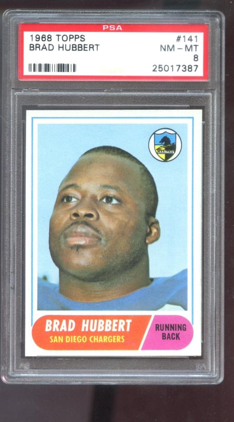 1968 Topps #141 Brad Hubbert PSA 8 Graded Football Card NFL San Diego Chargers