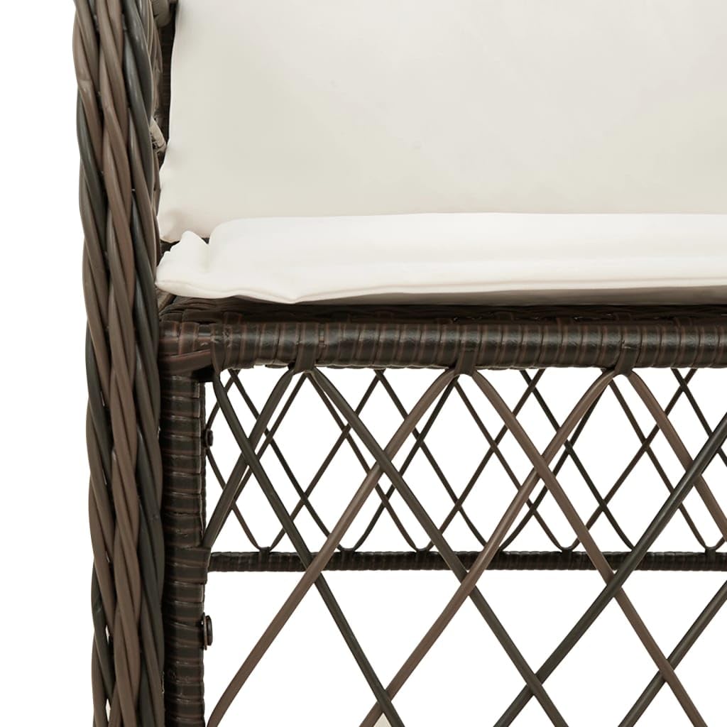 Set di mobili da giardino in polyrattan con cuscini, tavolo da pranzo con piano in vetro, poltrone da giardino con cuscini imbottiti spessi, rivestimenti rimovibili e lavabili