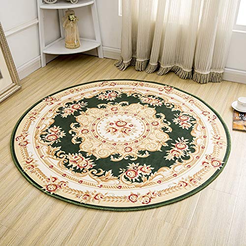 Tapis de chambre rond motif fleur jacquard 160cm parfait sous une chaise informatique