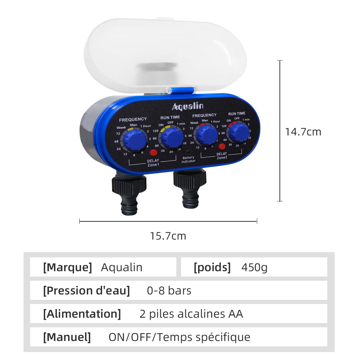 Timer con valvola a Sfera per Sistema di irrigazione Automatico ed elettronico e Due attacchi per Tubi di irrigazione,centralina irrigazione è possibile collegare il sensore pioggia
