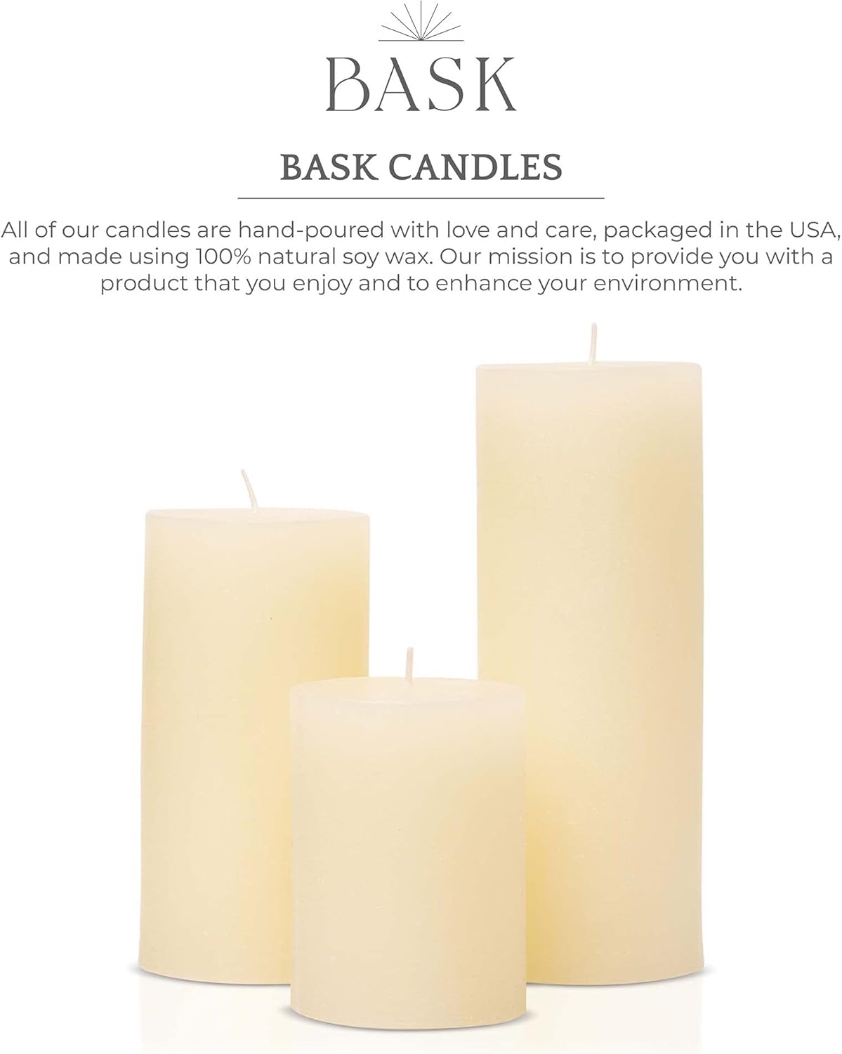 BASK Mottled Pillar Candles - Unscented Ivory Pillar Candles Set of 3 - Dripless, Smokeless for All Occasions - Image 6