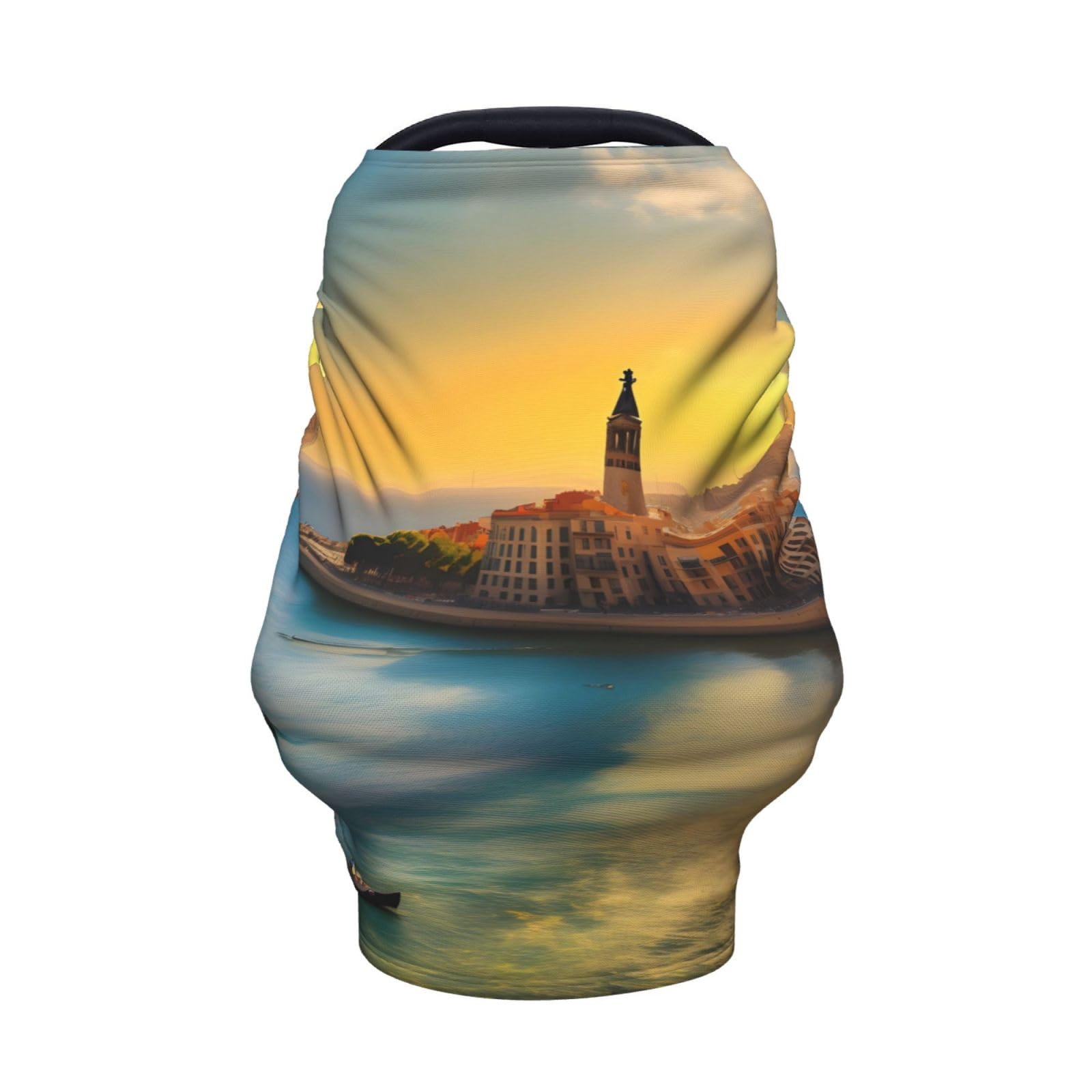 XZDHYZ Sunset in Barcelona Versatile full-print Stroller Chair Cover/Nursing Cover, specially designed for your baby, Black