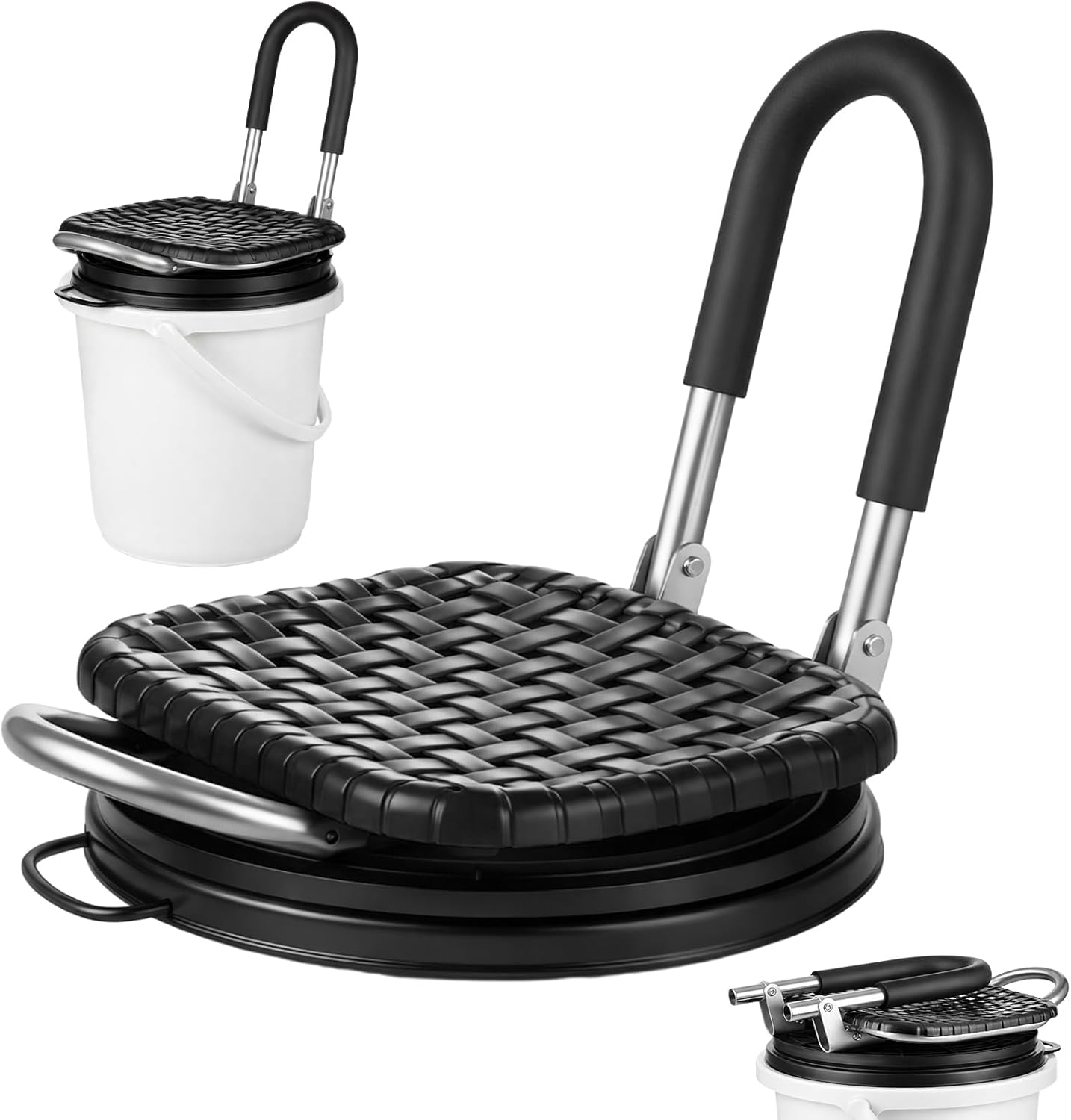 Weysat 5 Gallon Bucket Seat with Folding Back, 360 Degree Swivel Bucket Lid Seat, Heavy-Duty Chair Top for Dove Duck Hunting, Fishing, Camping, Garage and Outdoor Use