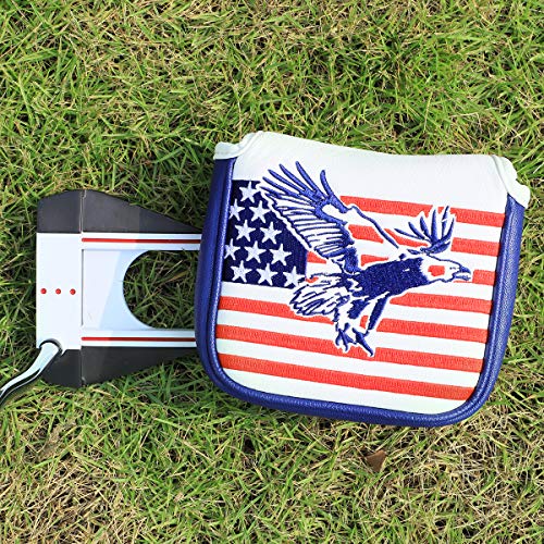 Golf Putter Cover, Golf Club Head Covers Mallet Putter Headcover Synthetic Leather Golf Blade Putter Cover with Magnetic Closure & America USA Style for Golf Putter Covers for Blade Putter Covers - Thumbnail 2