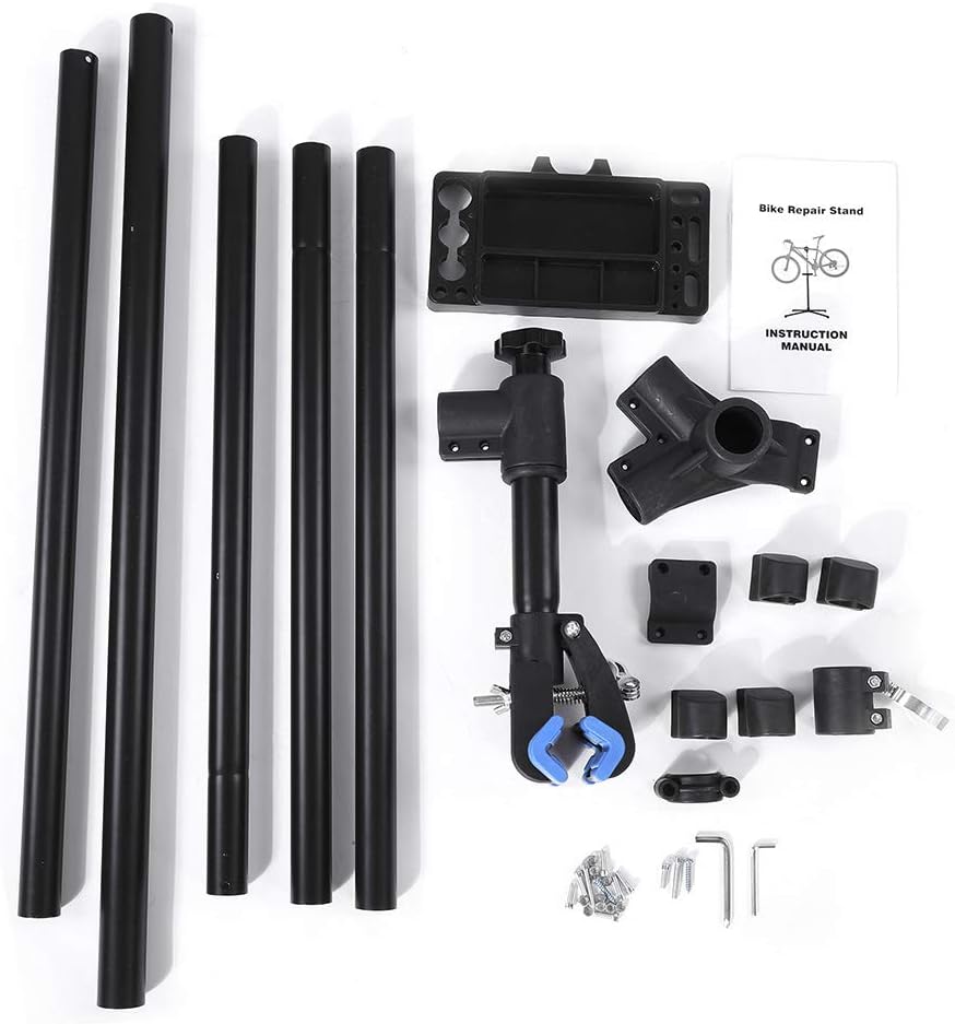 Bike Maintenance Stand Durable Telescopic Workstand for Repairing Bikes, 360 Degrees Rotating Clamp for 650b 700c 26in and 27in Bikes in Iron Black