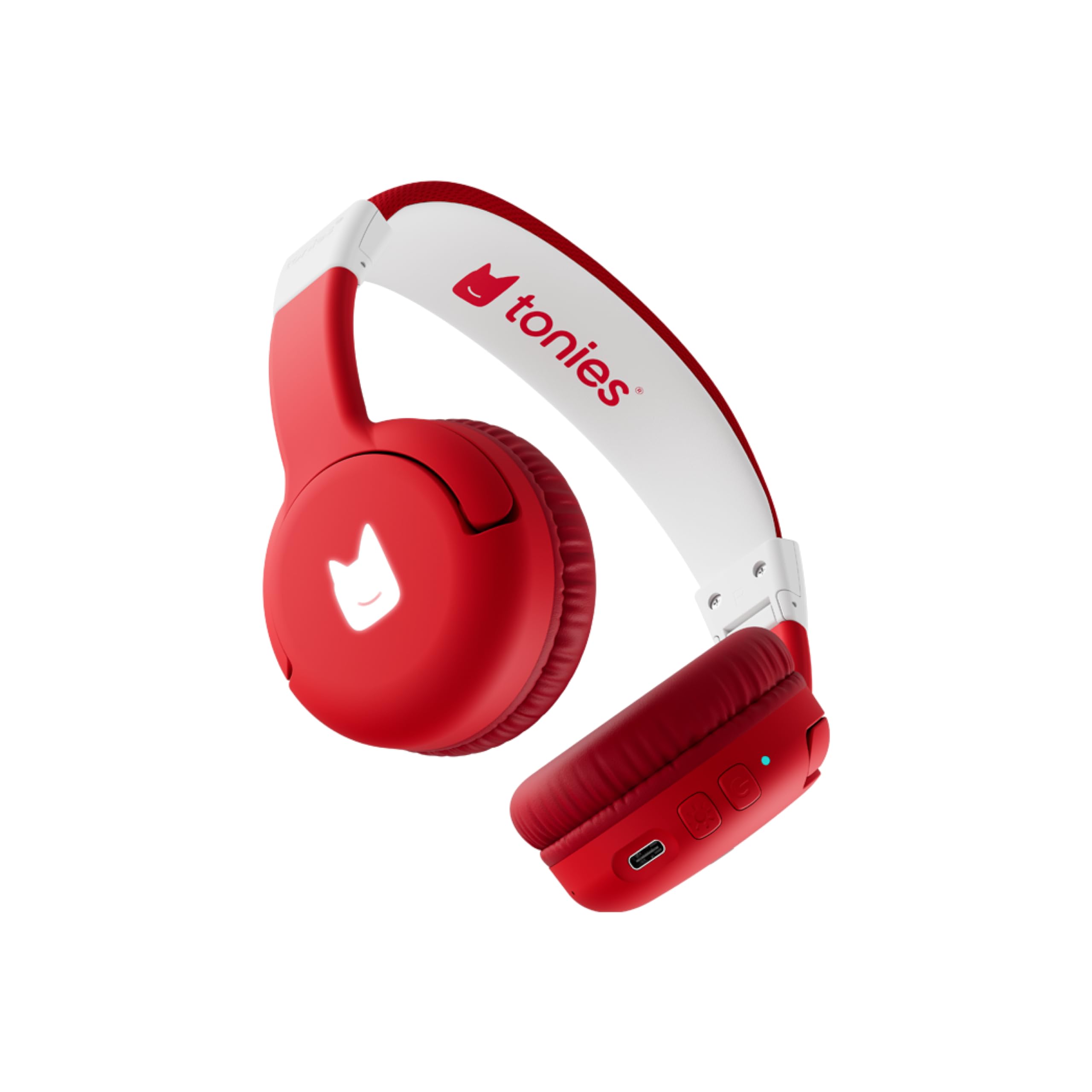 tonies Casque pour Enfant, Compatible avec Toniebox 2, Pliable et Facile à Ranger, Écoute sans Fil grâce au Bluetooth, Limiteur de Volume, pour Enfant à partir de 3 Ans, Rouge Coquelicot