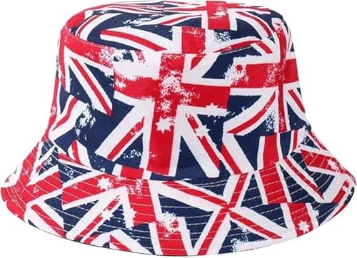 Union Jack Unisex Reversible Bucket Hat,Union Jack UK Flag Hat Queen's Jubilee British Hat Unisex Fisherman Summer Hat for Party decorations festivals,street/garden parties (Small Flag)