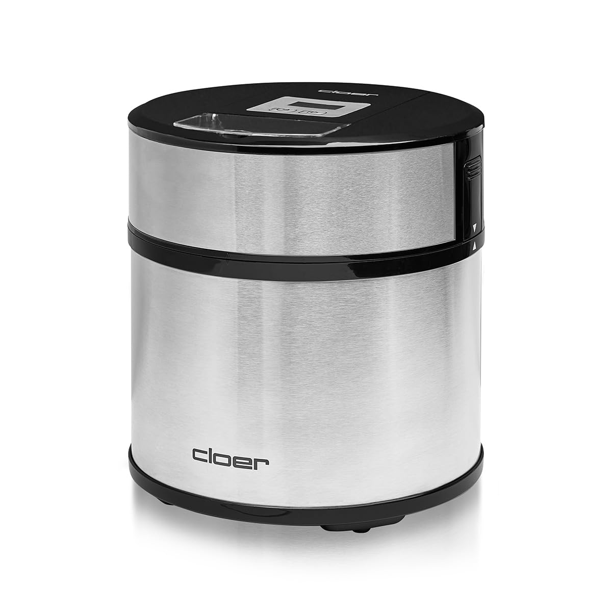 Cloer 9959 Sorbetière pour crème glacée, glace, yaourt glacé et sorbet, capacité 1,5 l, écran LED, cuillère à glace incluse, boîtier en métal
