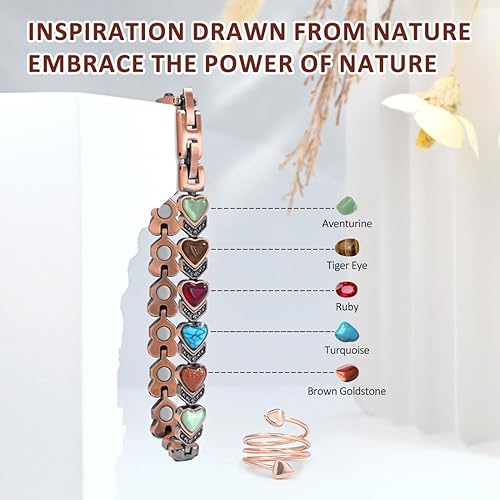 Vista 77 de Vicmag Pulsera de cobre para mujer, pulseras magnéticas ultra resistentes con imanes eficaces, 99.9% de cobre puro, joyería de regalo con Love
