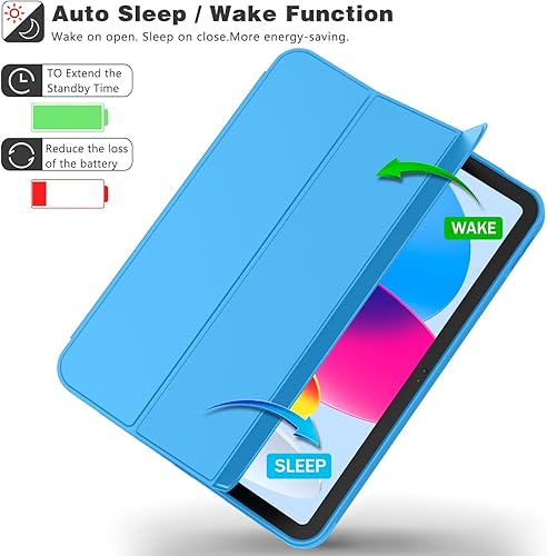Miniatura 133 de iMieet Funda para iPad (A16) de 11ª generación/iPad de 10ª generación [11 pulgadas 2025/10.9 pulgadas 2022] con soporte para lápices, funda Azul