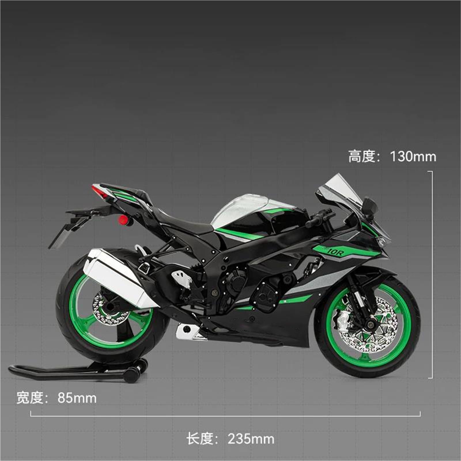 Modello di Giocattolo Motocicletta Suono E Luce Casa Giocattoli Collezione Hobby Regalo 1:9 per Kawasaki per Ninja ZX-10R Modello in Lega Pressofusa(Black)