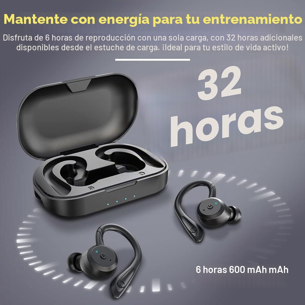 APEKX Auriculares Bluetooth True inalámbricos con Estuche de Carga IPX7 Sonido estéreo a Prueba de Agua Micrófono Incorporado intrauditivos Bajos Profundos para Deportes Correr Negro