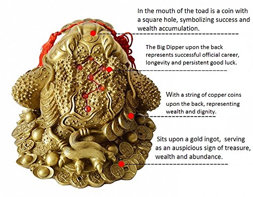 Boyull Brass Feng Shui Money Frog Statue With Lucky Charm Ancient Coins On Red String,Feng Shui Decor #TOP2