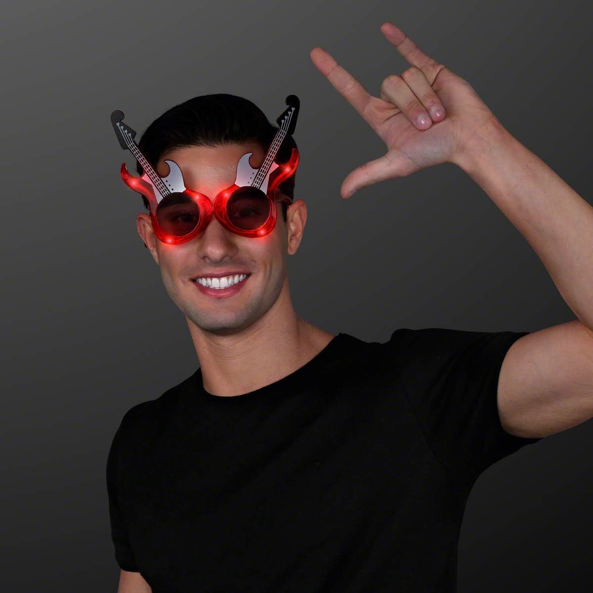 FlashingBlinkyLights Rock Guitar Light Up Flashing LED Sunglasses (Set of 12)