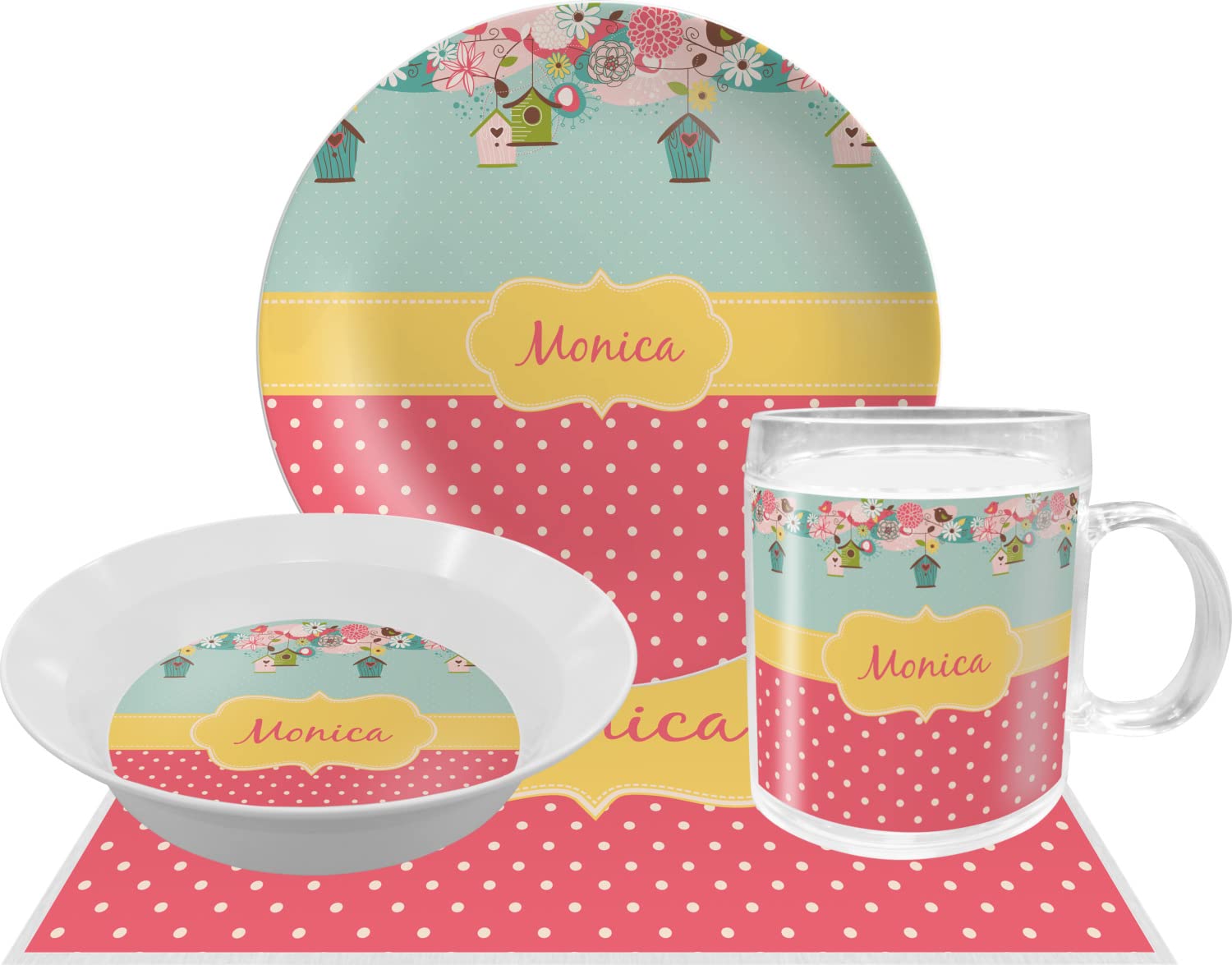 Personalized Easter Birdhouses Melamine Bowl - 12 oz