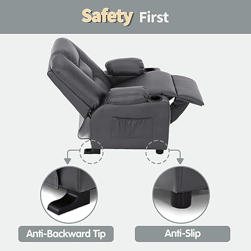 Miniatura 15 de MCombo Sillón reclinable para niños grandes a partir de 3 años, silla reclinable para niños pequeños con portavasos, piel sintética, 7322 (violeta)