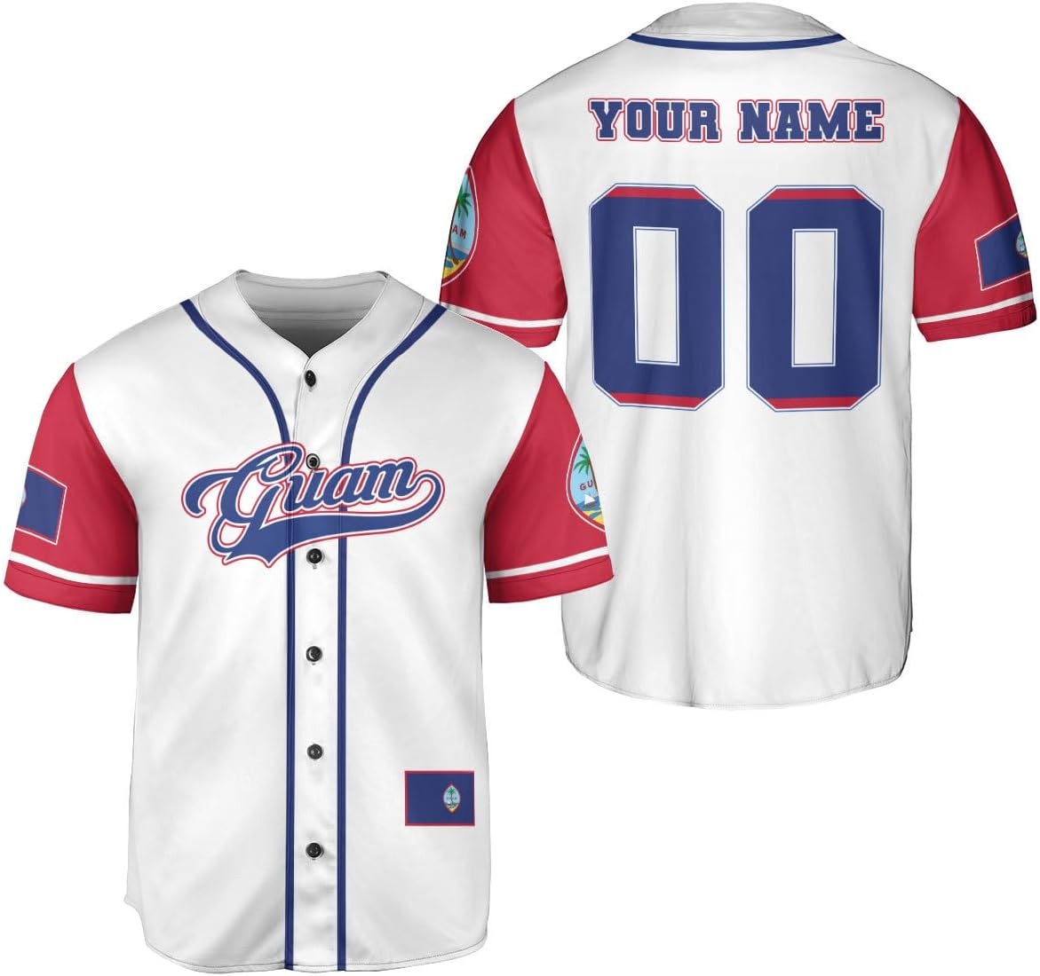 Leprints Personalized Guam Baseball Jersey Shirt, Guahan Flag Jersey, Guam Islander Pride Jersey for Men and Women